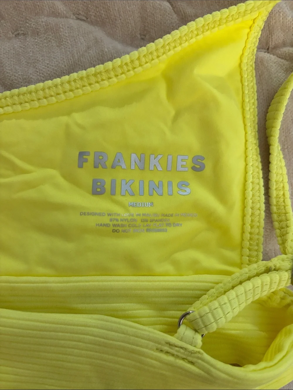 Frankie’s bikinis Women’s Yellow Ribbed Bikini top